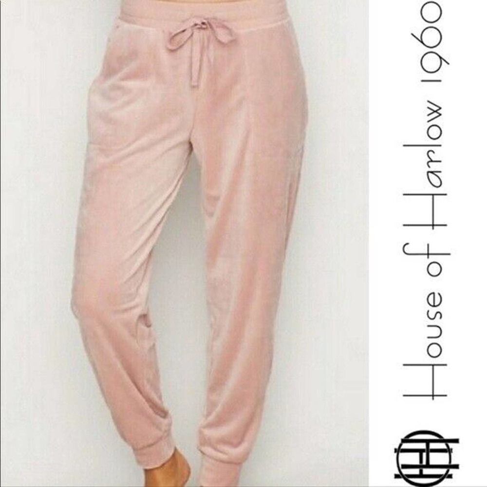 House of Harlow 1960 Revolve Velour Jogger Pants Y2K Nicole Richie Light Pink